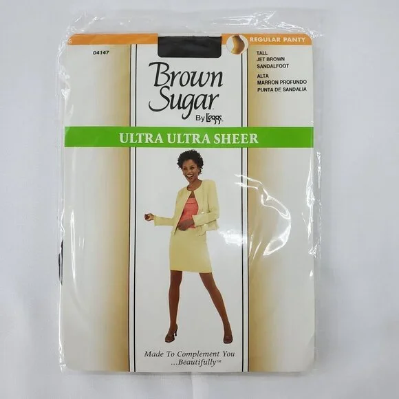 Leggs Brown Sugar Ultra Ultra Sheer Regular Pantyhose Tall Jet Brown Sandalfoot - Picture 4 of 6